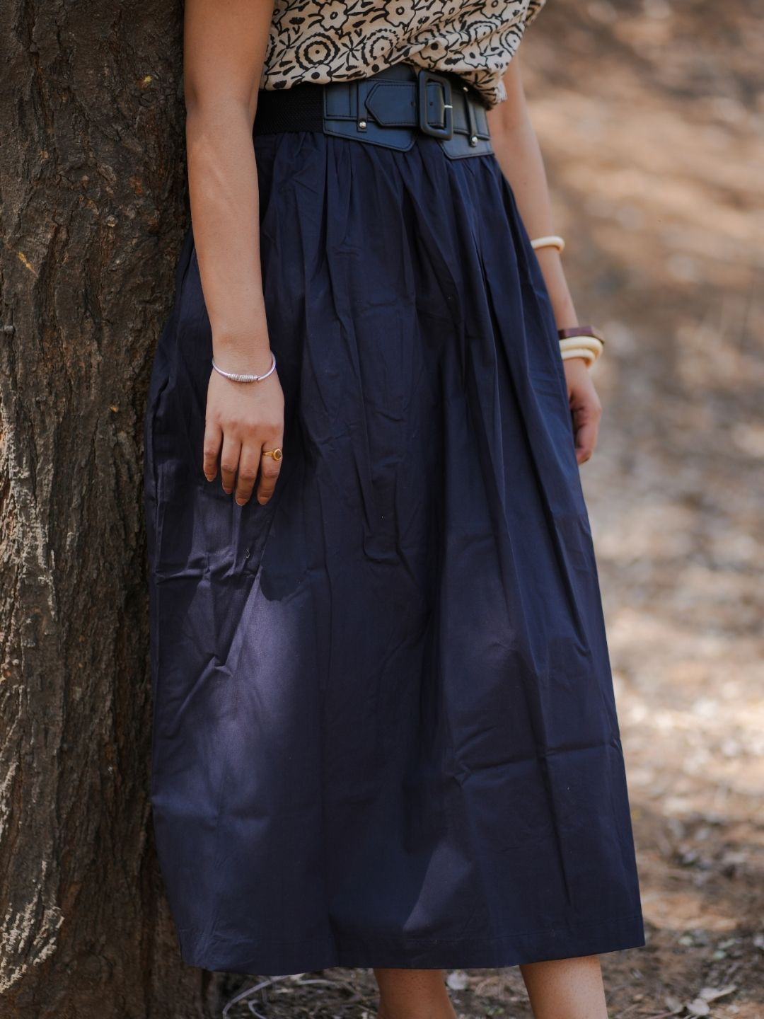 SASSY SAJJA Women Pure Cotton A-Line Slip On Midi Skirt