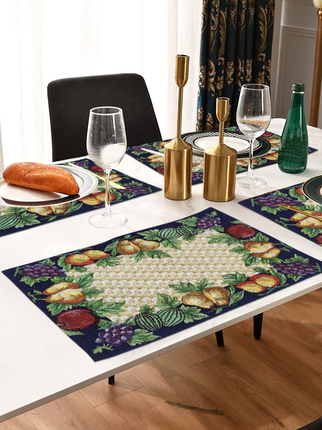 ANA 4 Pcs Violet & Beige Woven Table Placemats