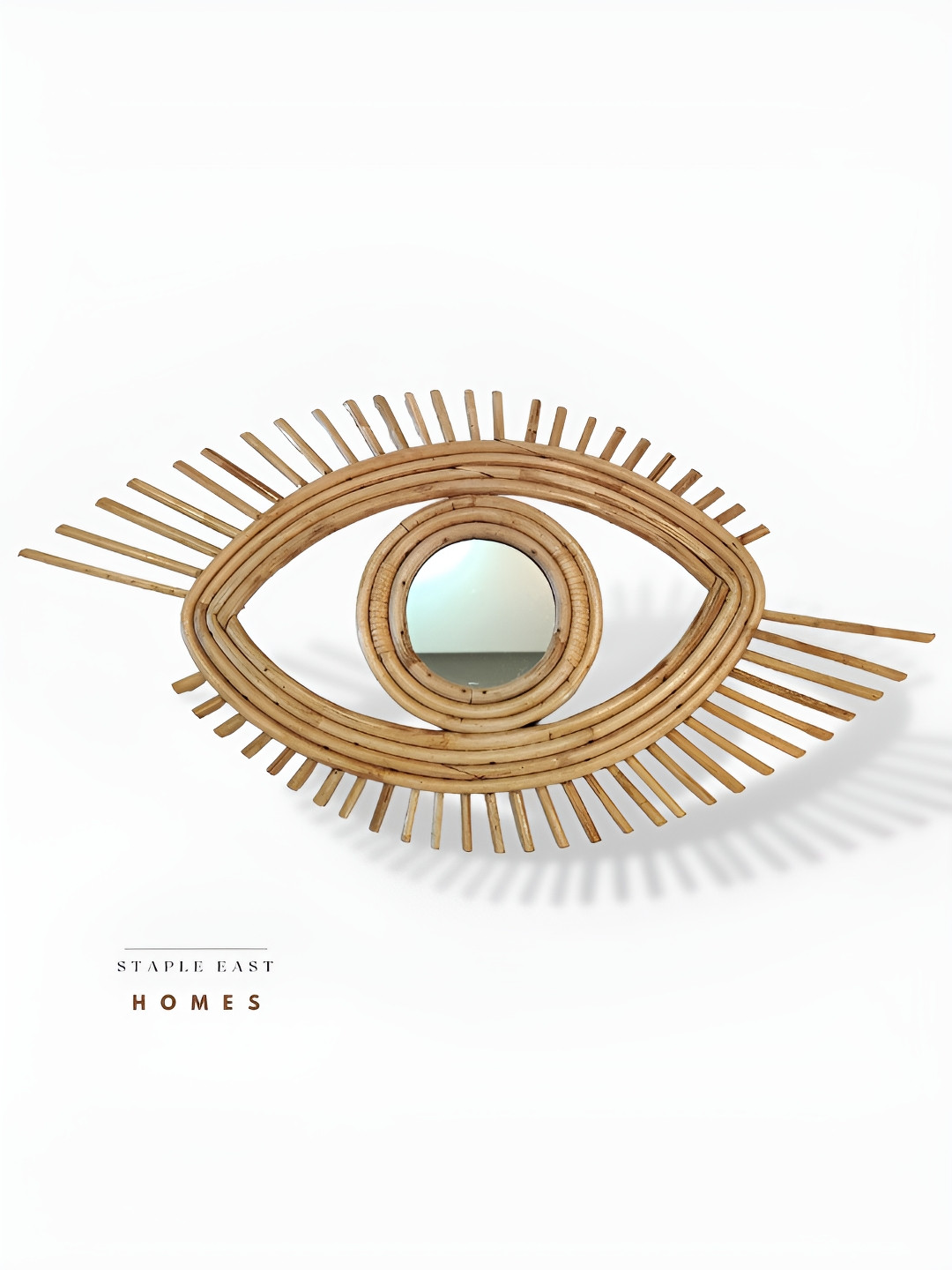 STAPLE EAST Brown Rattan Evil Eye Mirror