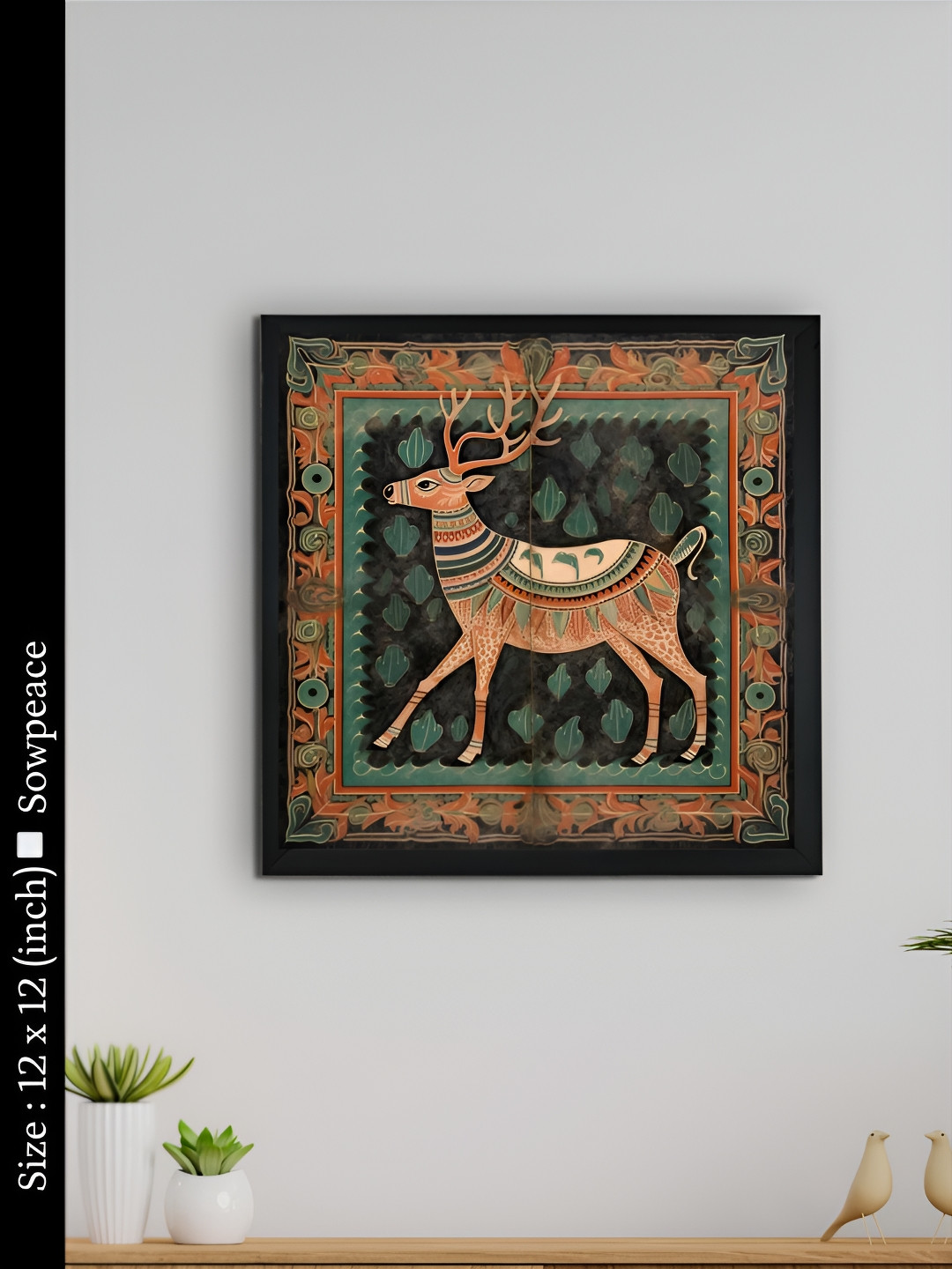 SOWPEACE Sacred Deer Pichwai Canvas Wall Square Photographs Wall Art