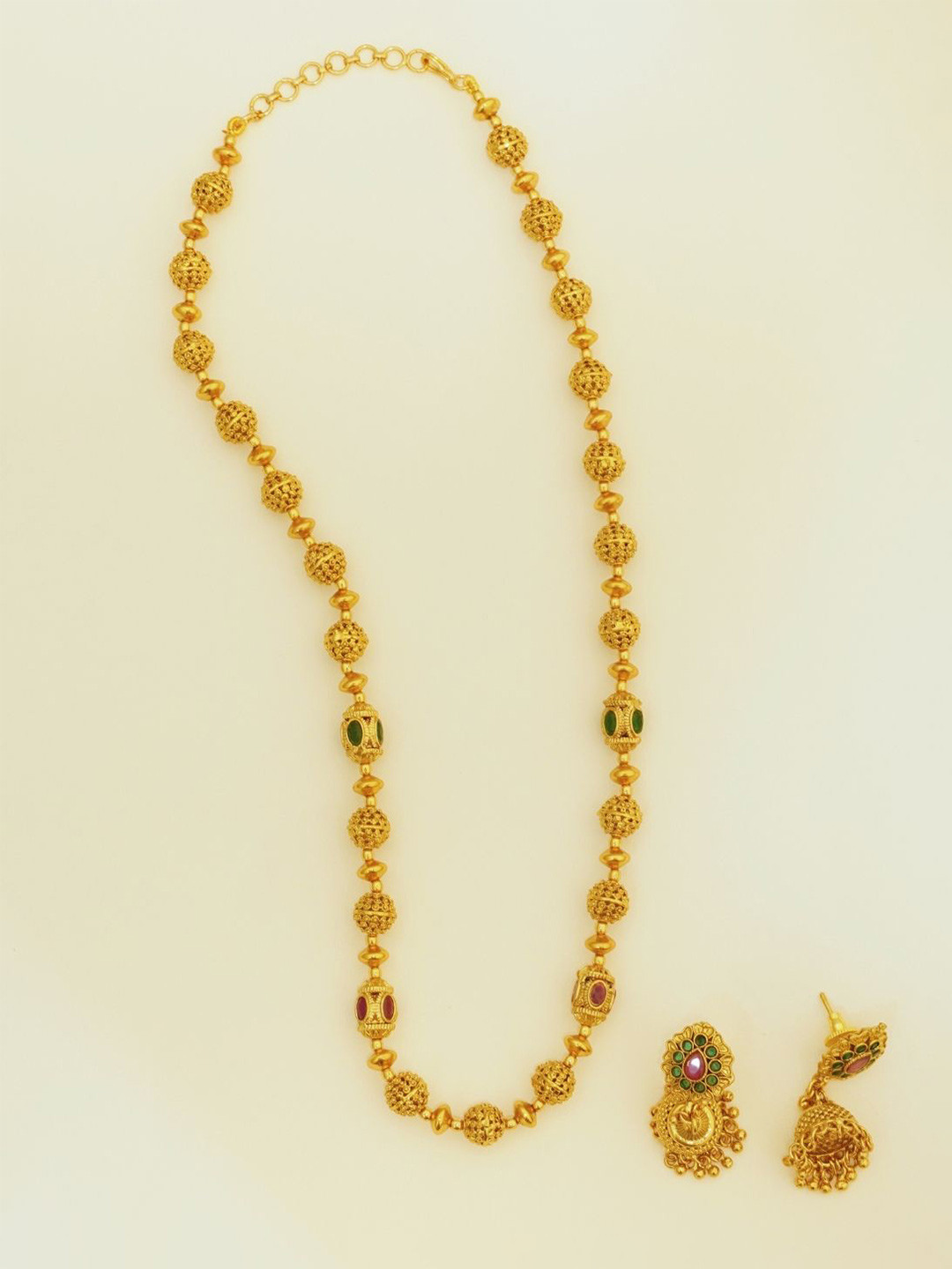 inc63-for elites Gold Plated Artificial Stones Studded Jewellery Set