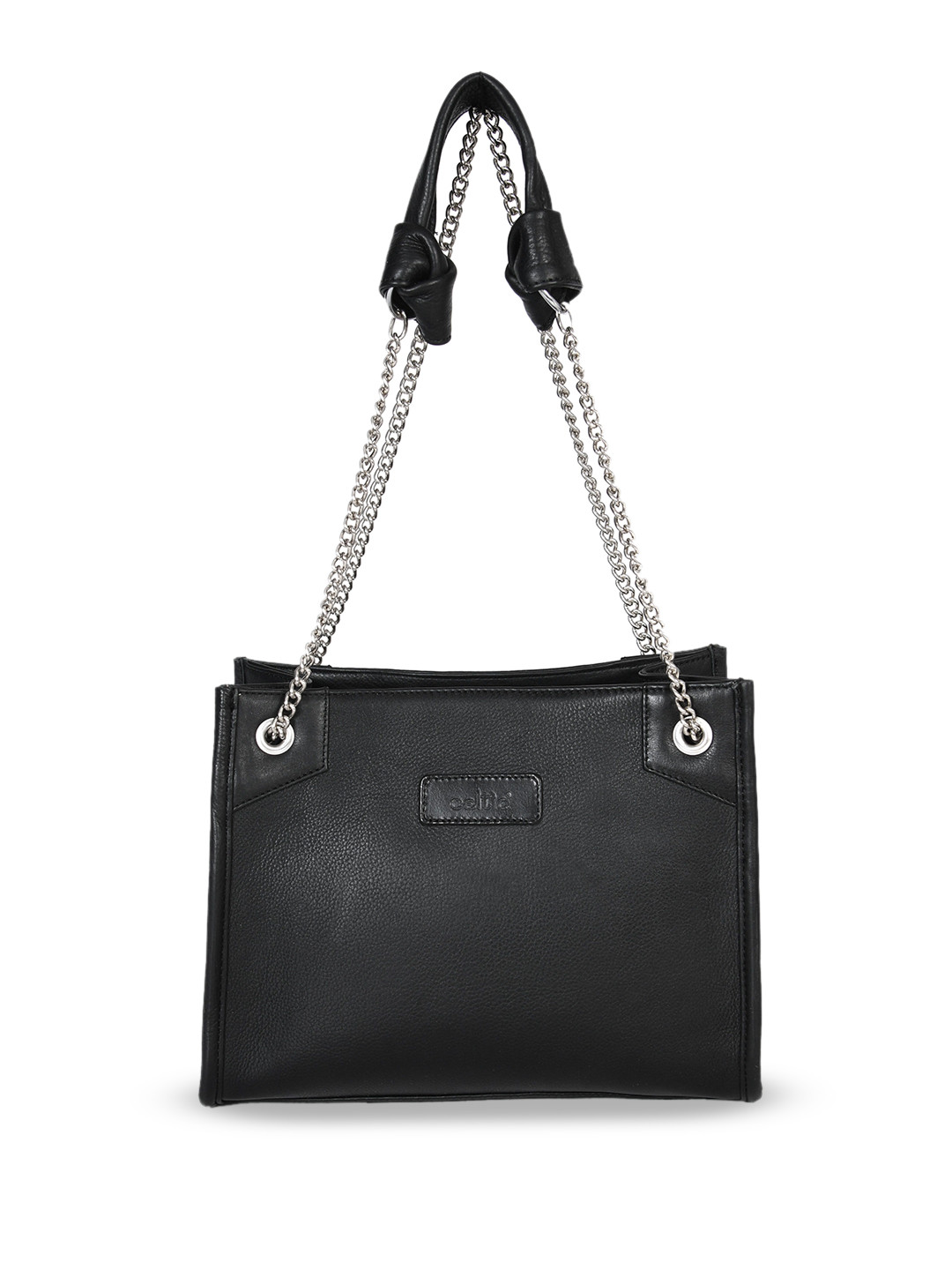 Celtic Women Black Textured Leather Swagger Shoulder Bag with Sling Strap