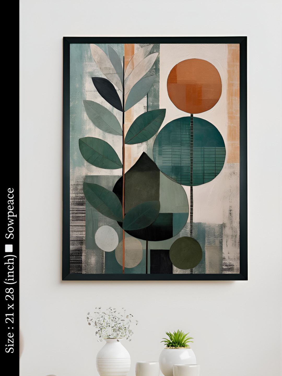 SOWPEACE Teal & Brown 1 Piece Canvas Floral and Botanical Wall Photographs