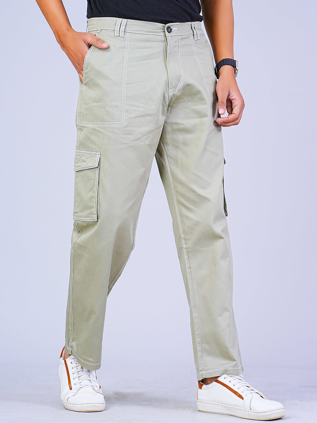 Tanip Men Regular Fit Mid-Rise Cotton Cargos