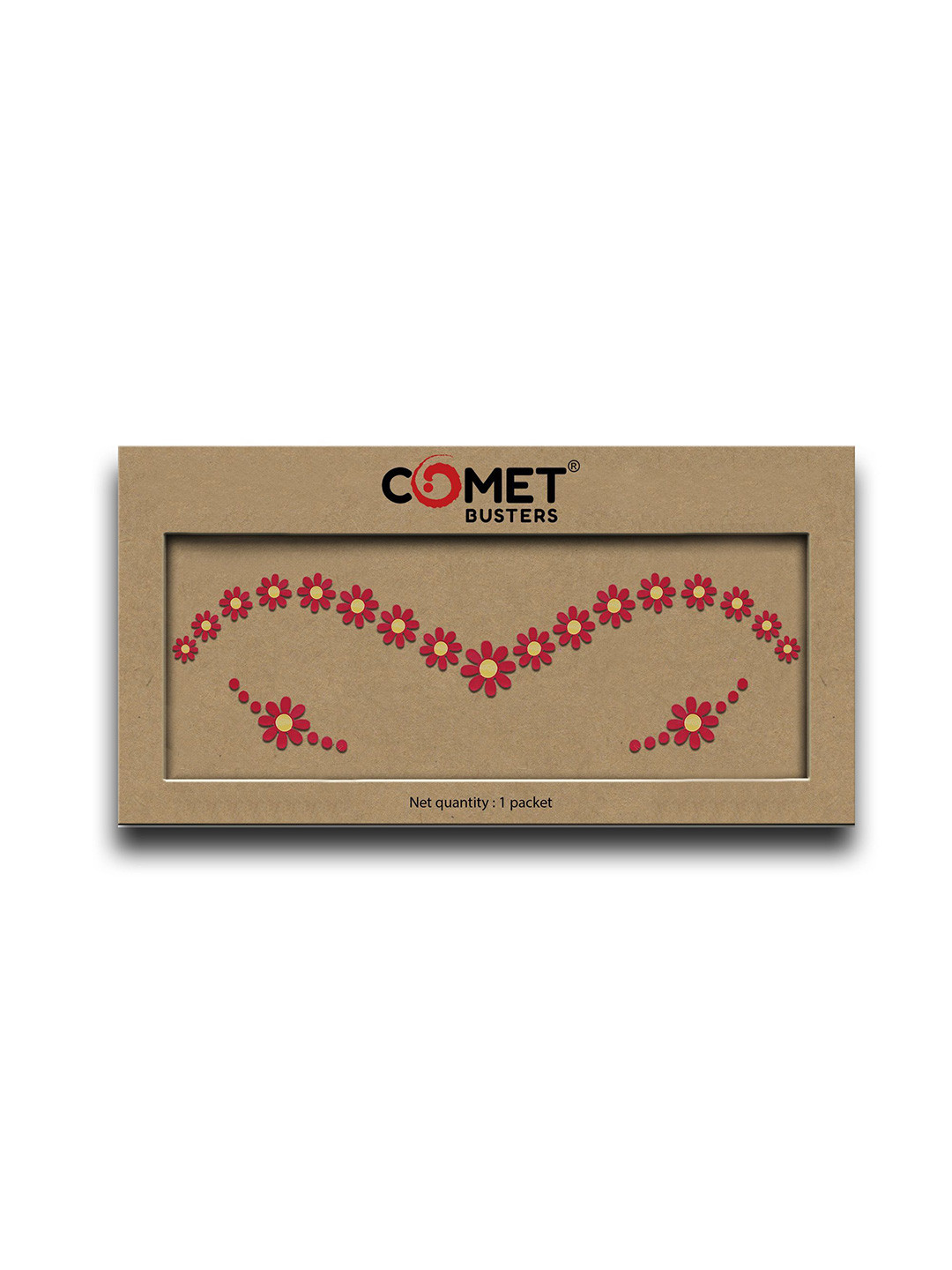 Comet Busters Beautiful Traditional Floral Bindi - Red & Yellow