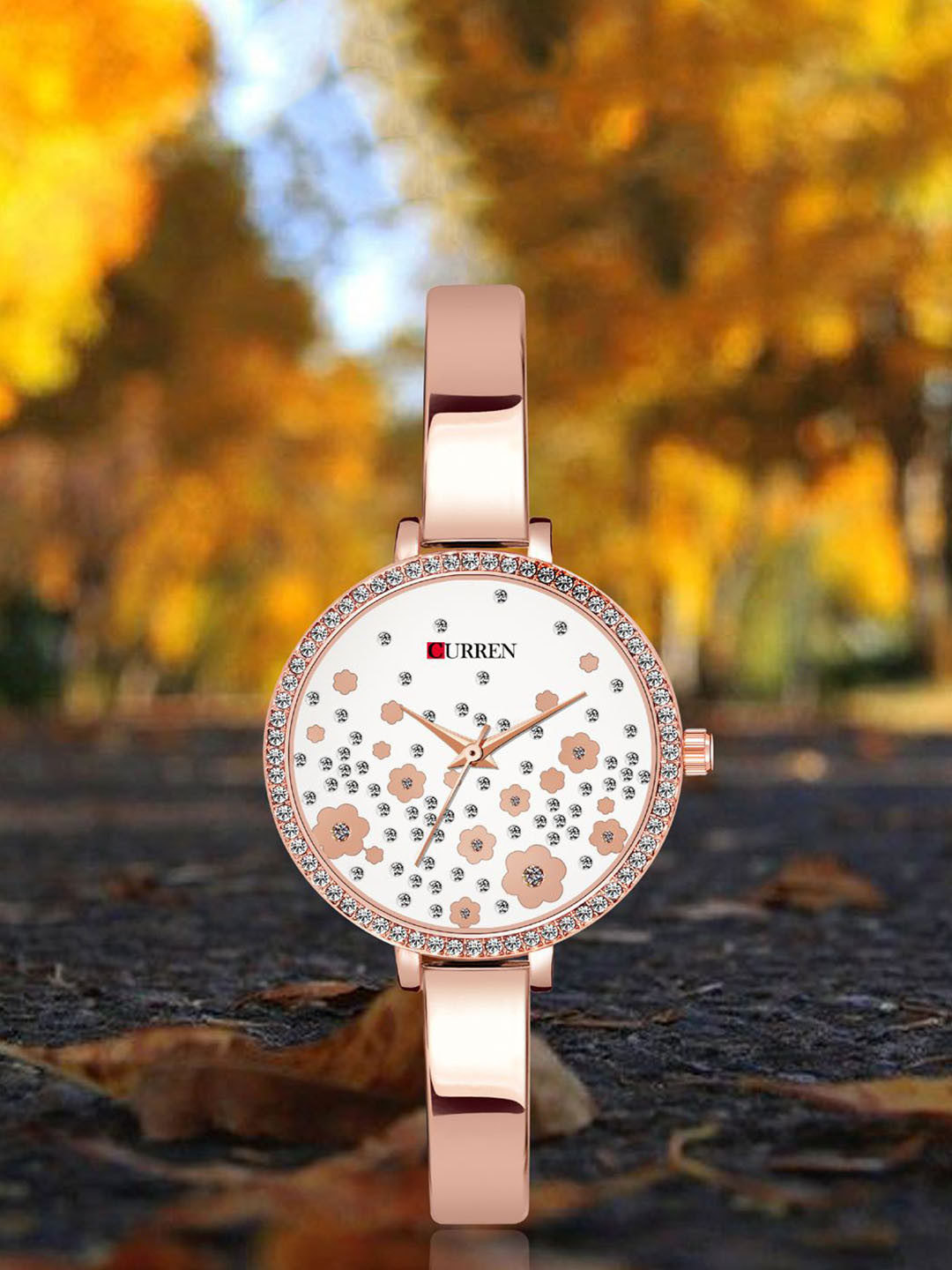 Curren Women Embellished Wrap Around Straps Analogue Watch CR-1842-RSFlower-W