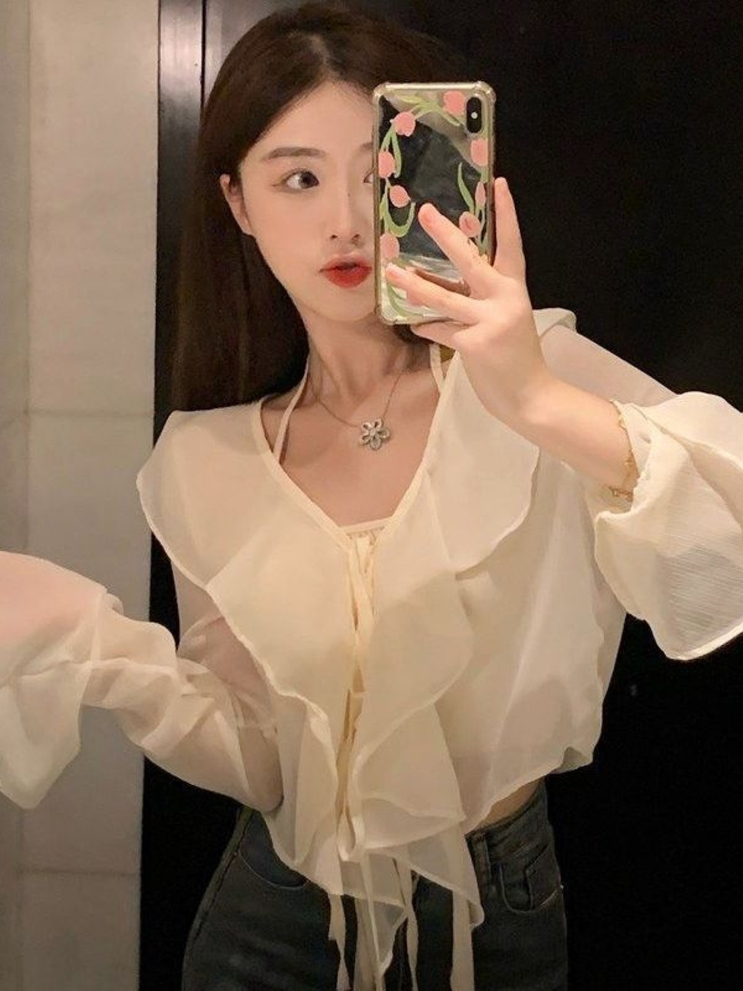 StyleCast Women Long Sleeve Waterfall Design Shrug