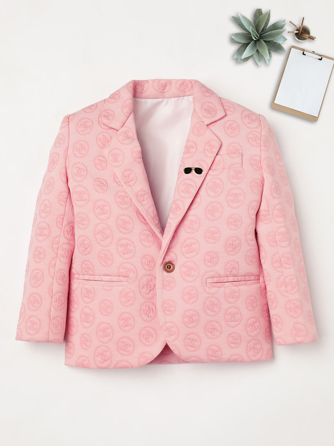 Ridokidz Boys Printed Smart-Fit Single Breasted Blazer