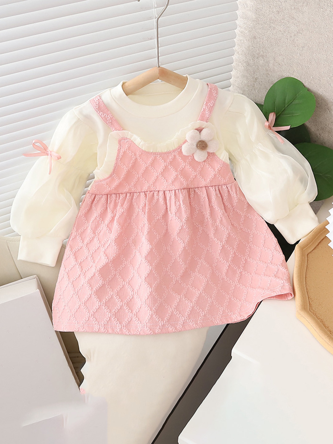 YK Girls Pack of 2 Self Design Pinafore Dress