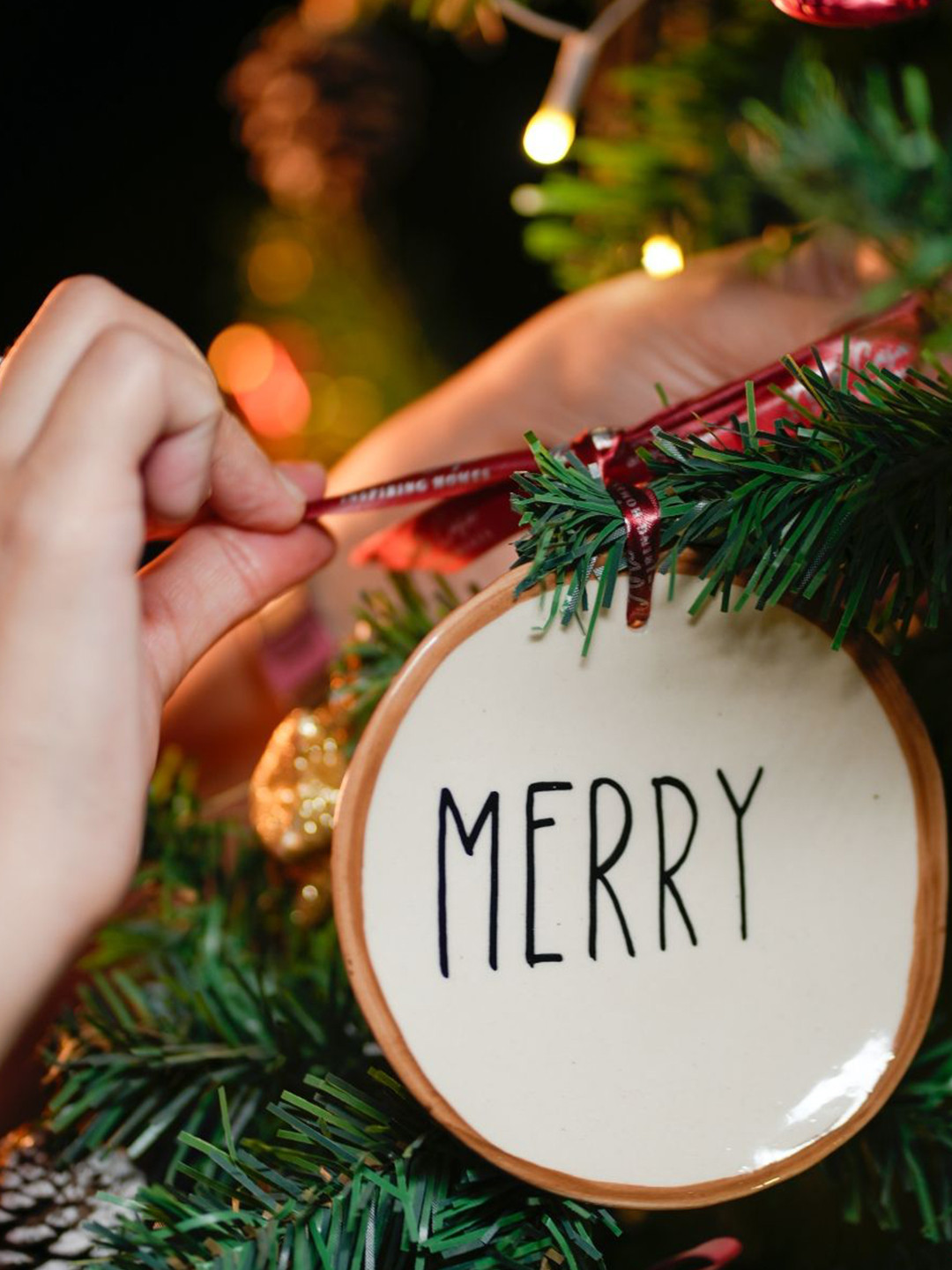 ArteCasa White & Brown Merry Festive Ornament
