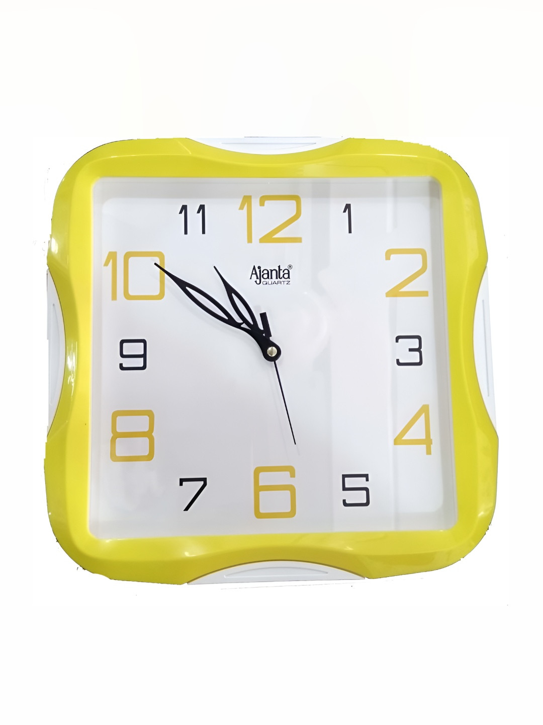 Ajanta Yellow & White Square Shaped Wall Clock