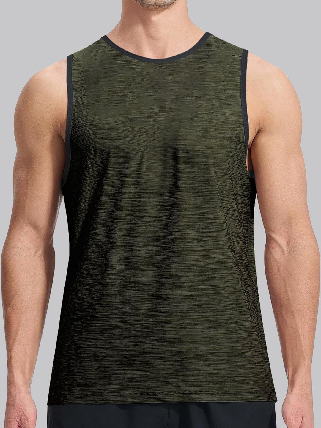 NEVER LOSE Men Scoop Neck Gym Vests - NL1008-GREEN-S