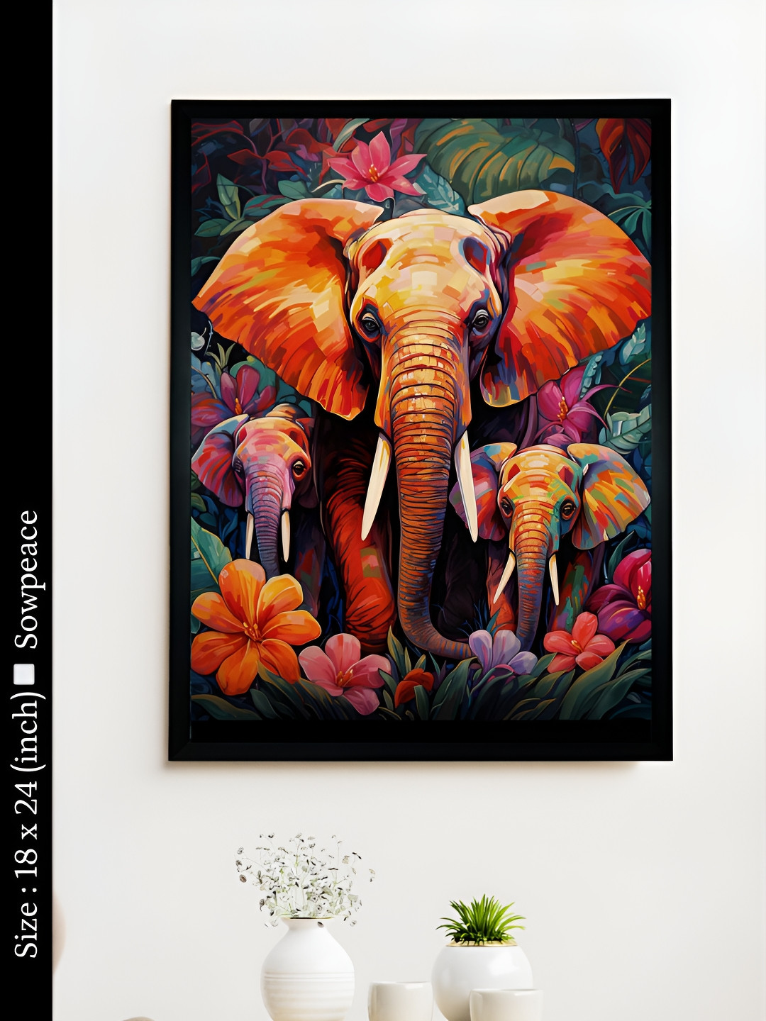 SOWPEACE Elephant Canvas Wall Rectangle Photographs Wall Art - 18 x 24 In