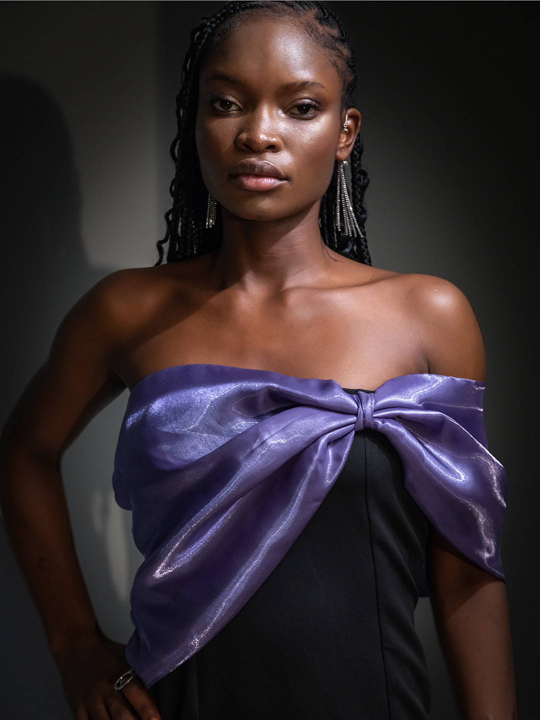 JENI PAPO Off-Shoulder A-Line Dress