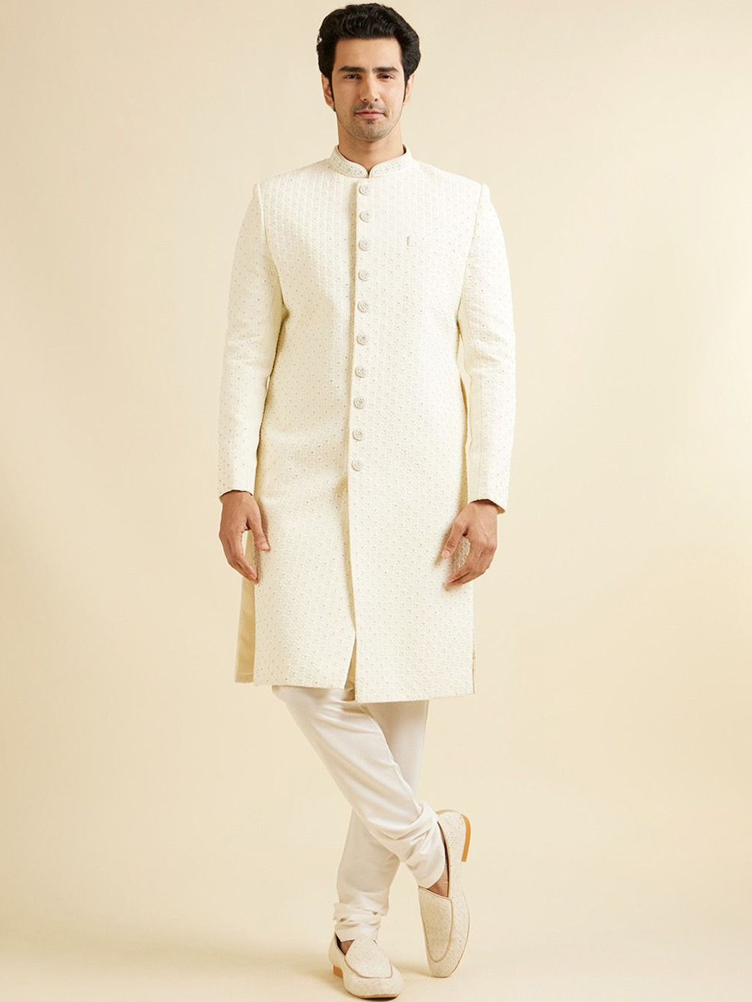 Manyavar Men Stone Work Embroidered Sherwani Set