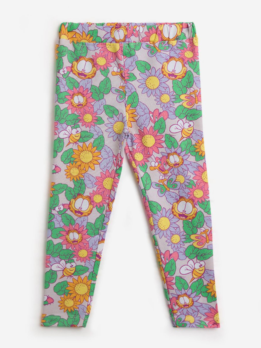 The Souled Store Girls Garfield Floral Printed Pure Cotton Ankle Length Leggings
