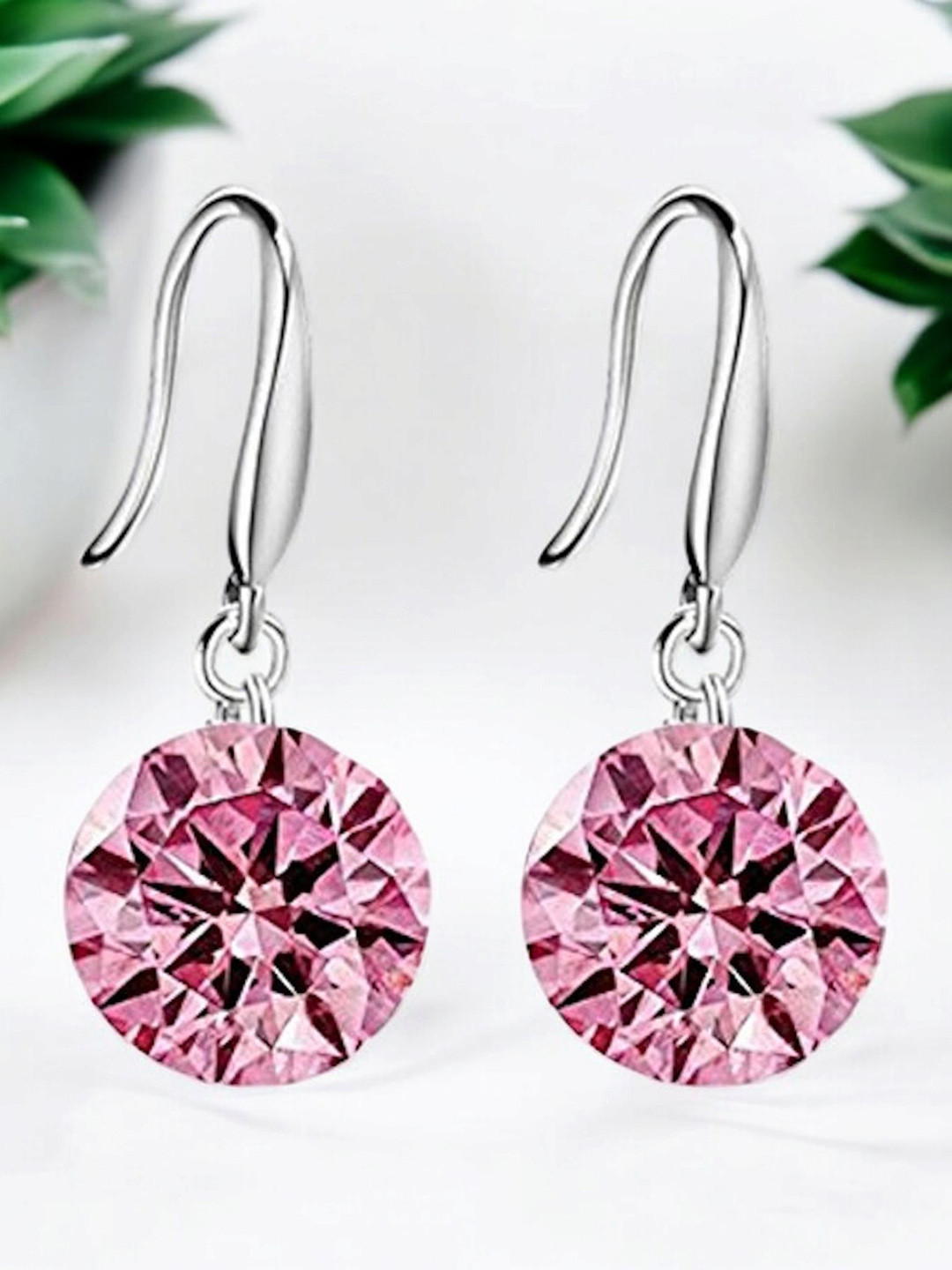 Nilu's Collection Set Of 2 Silver-Plated Light Weight CZ & Crystal Drop Earrings
