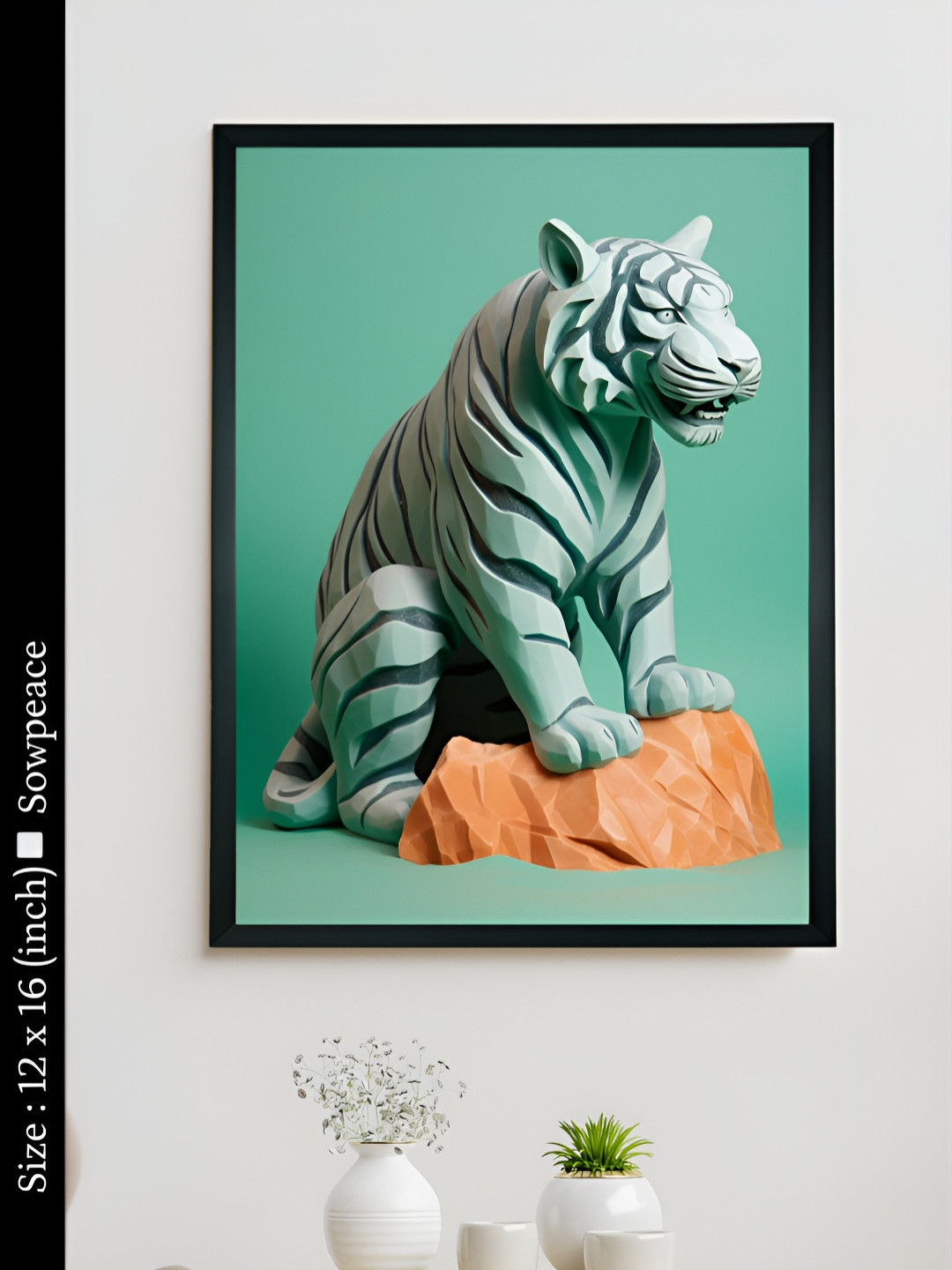 SOWPEACE Winter Tiger Canvas Wall Rectangle Photographs Wall Art - 16 x 12 In