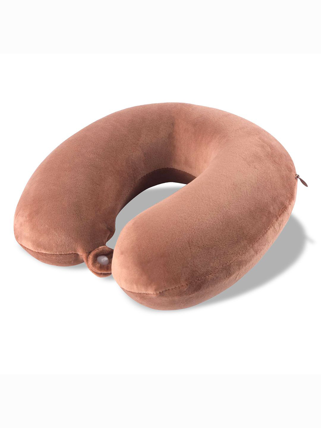 Kuber Industries Brown Solid Cotton Firm Memory Foam Travel Pillow-13 x 24 x 28 cm
