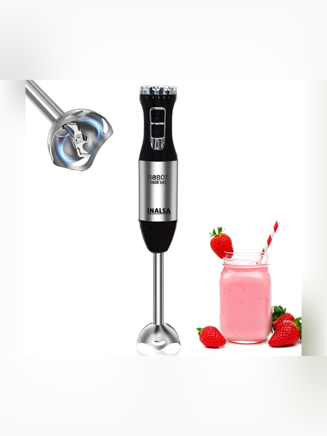 Inalsa Black Stainless Steel Robot Inox 500 Hand Blender