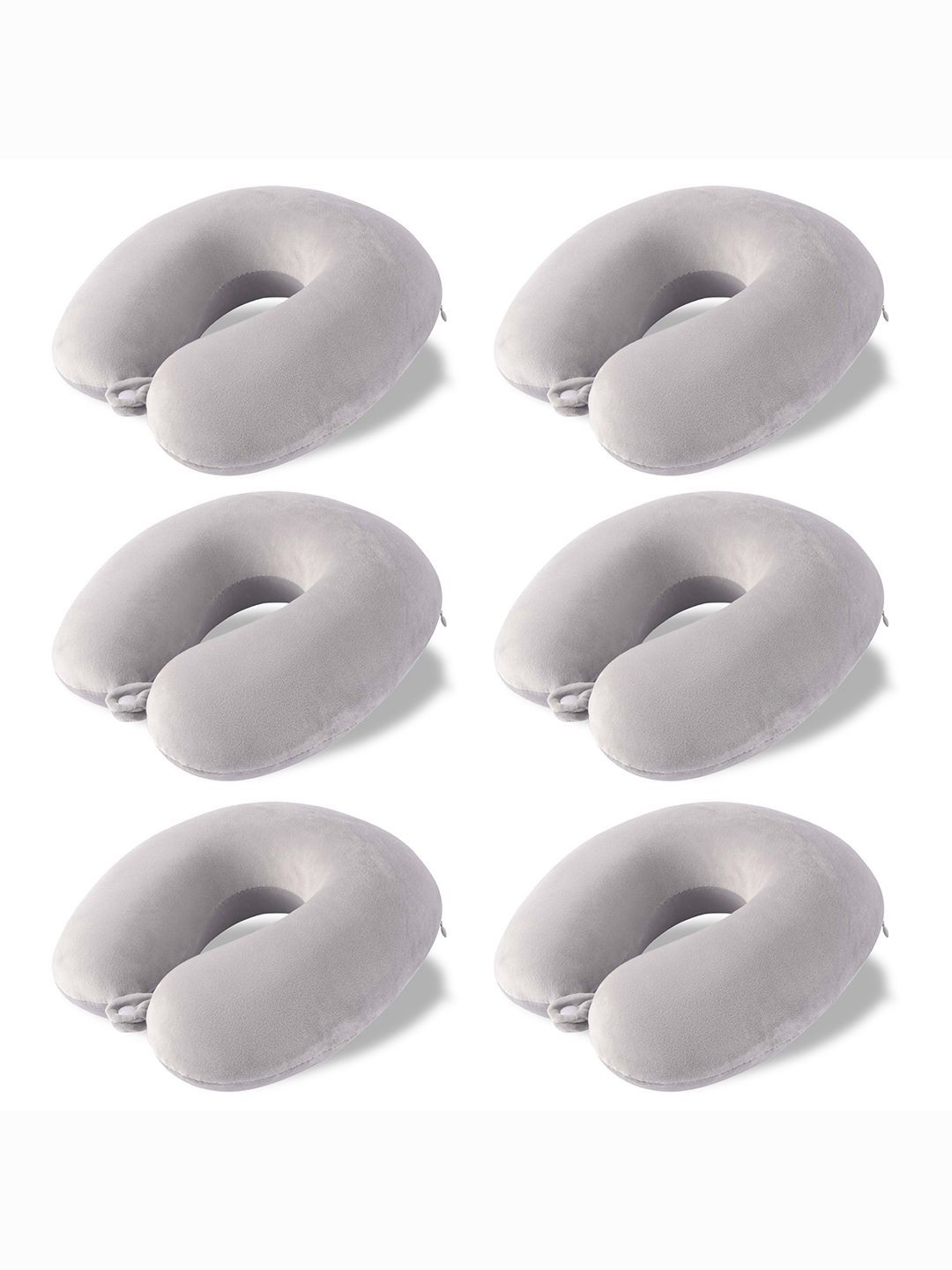 Kuber Industries Grey 6 Pieces U-Shaped Memory Foam Filled Cotton Travel Pillows