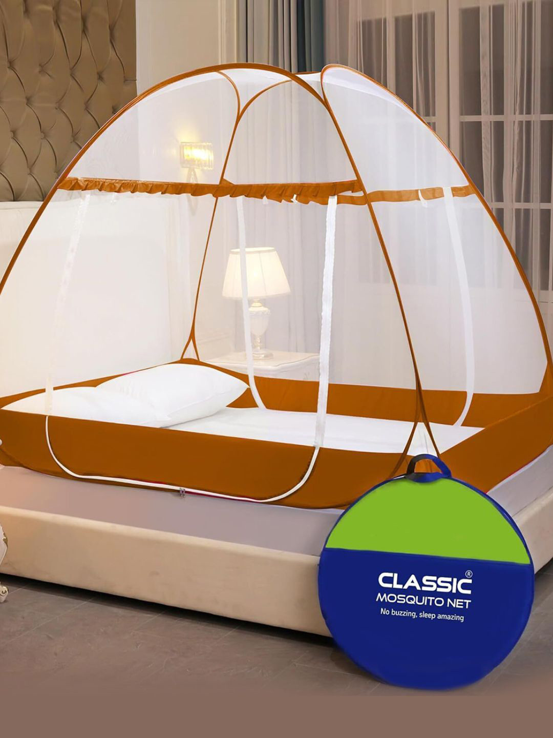 Classic Mosquito Net Brown & White King Size Tent Mosquito Net