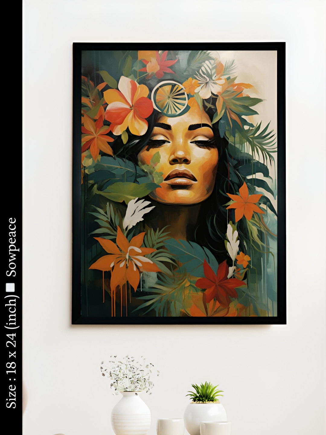SOWPEACE Sowpeace Floral Canvas Wall Rectangle Photographs Wall Art-7.1 x 9.4In