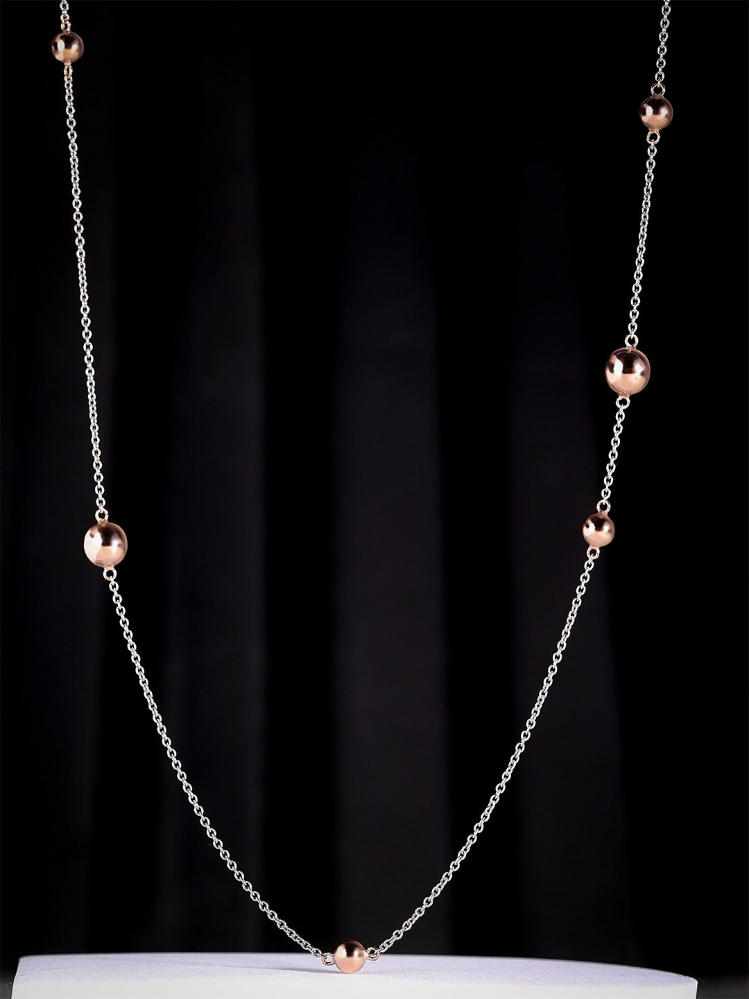 DIAVO 925 Sterling Silver Rose Gold-Plated Long Chain