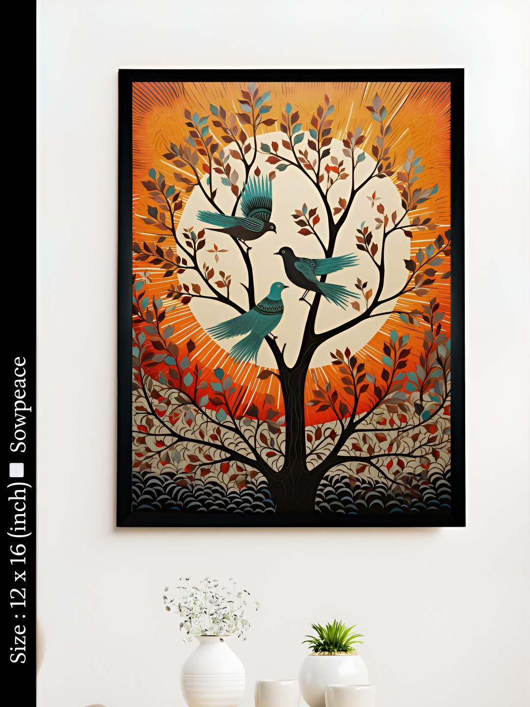 SOWPEACE Sunset Green Canvas Wall Living Room Rectangle Potrait Photographs Wall Art