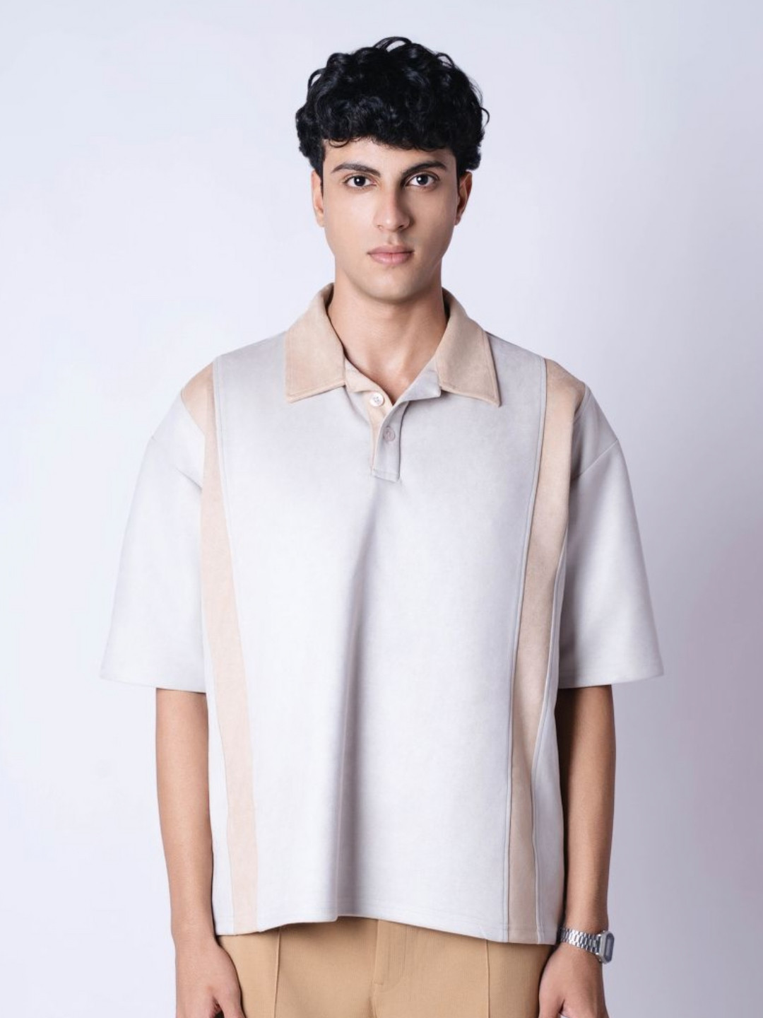 Hop Head Ash Grey Striped Suede Polo