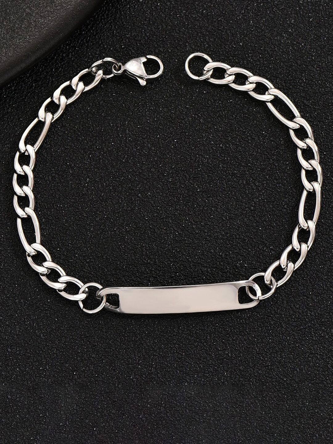 Peora Men Silver-Plated Stainless Steel Openable Link Bracelet