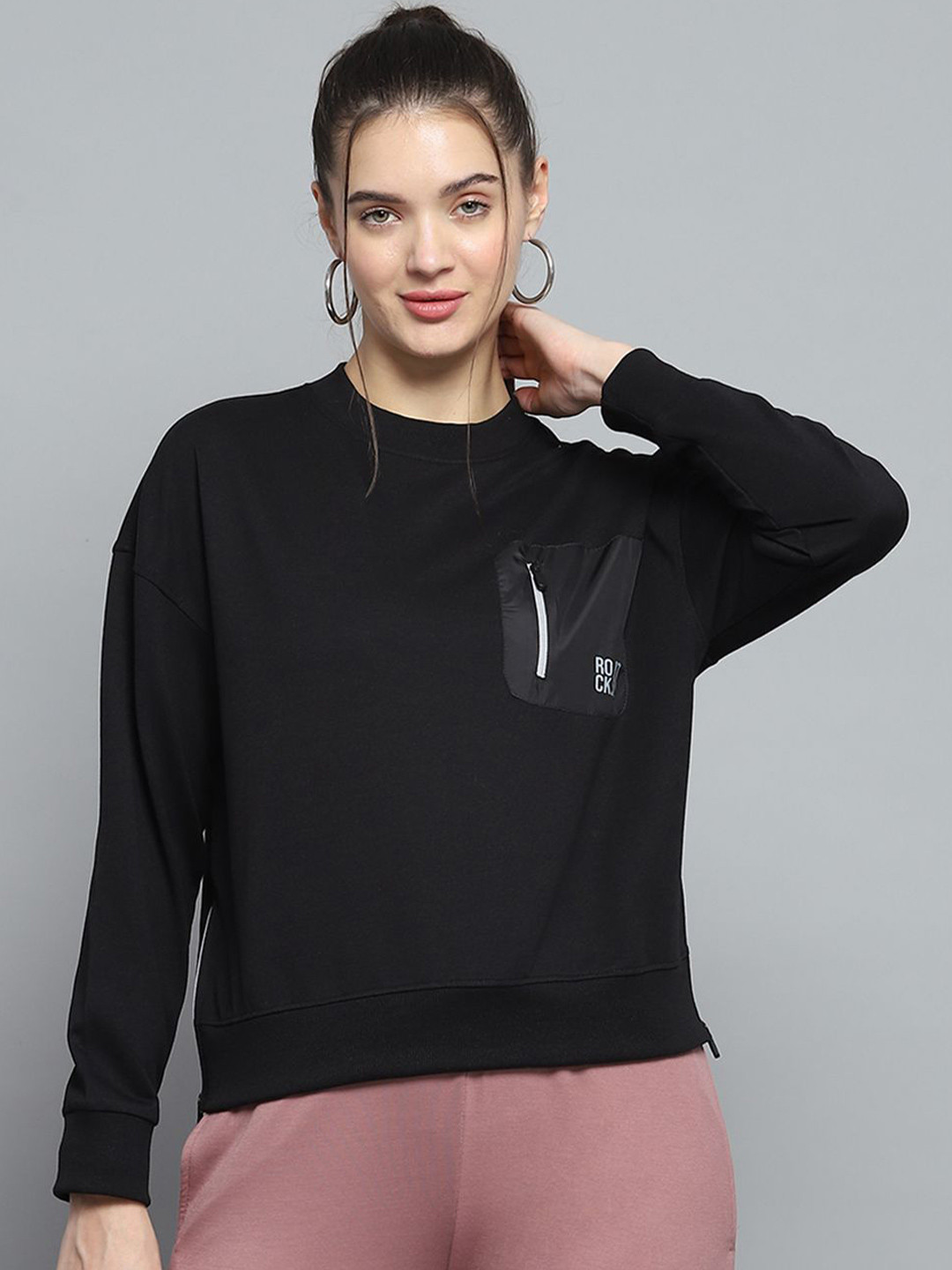rock.it Women Printed Pullover Sweatshirt With Applique Details