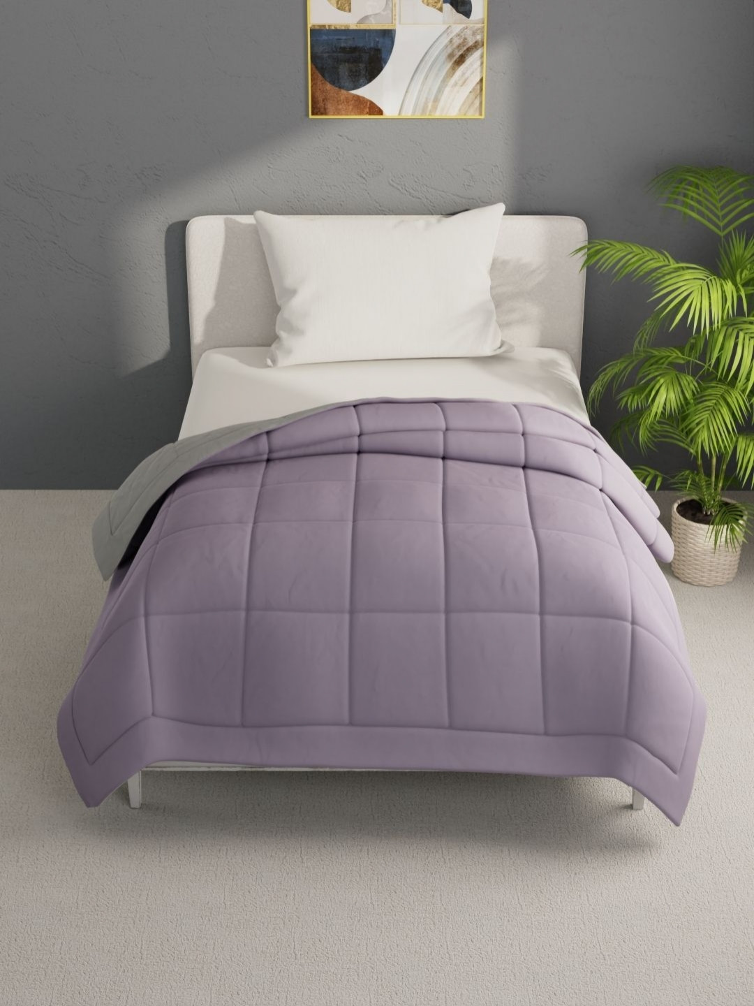BIANCA Mauve & Grey Microfiber AC Room Single Bed Comforter