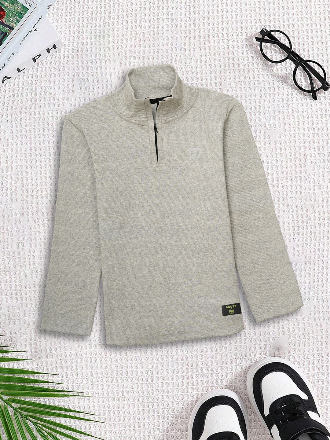 CODEZ Boys Mock Collar Pullover Sweatshirt