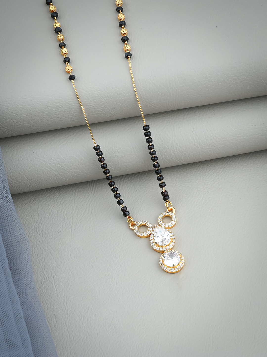 Wynona Gold-Plated American Dimaond Studded Mangalsutra