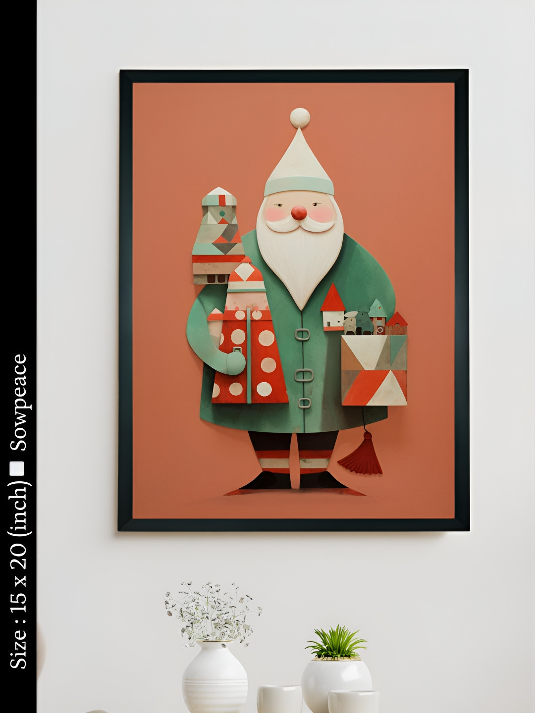 SOWPEACE Santa Canvas Wall Rectangle Photographs Wall Art - 15 x 20In