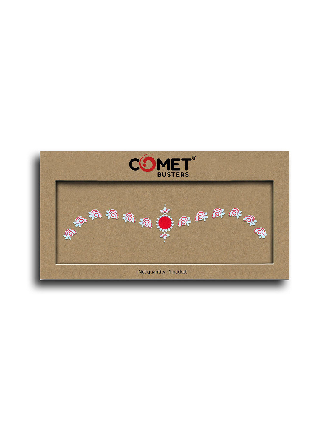 Comet Busters Beautiful Traditional Ethnic Motifs Bindi - White & Red