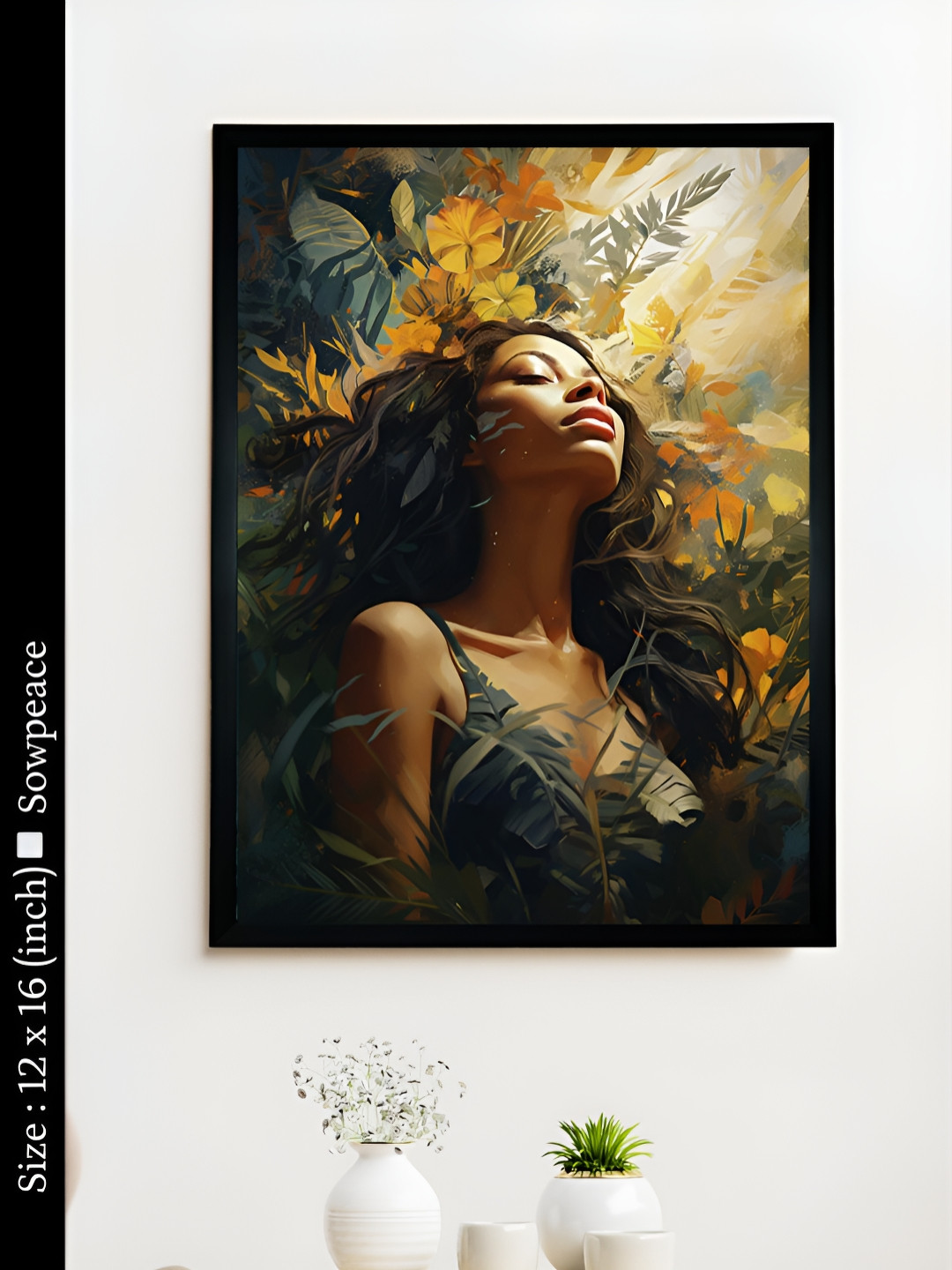 SOWPEACE Flower Green Canvas Wall Living Room Rectangle Potrait Photographs Wall Art