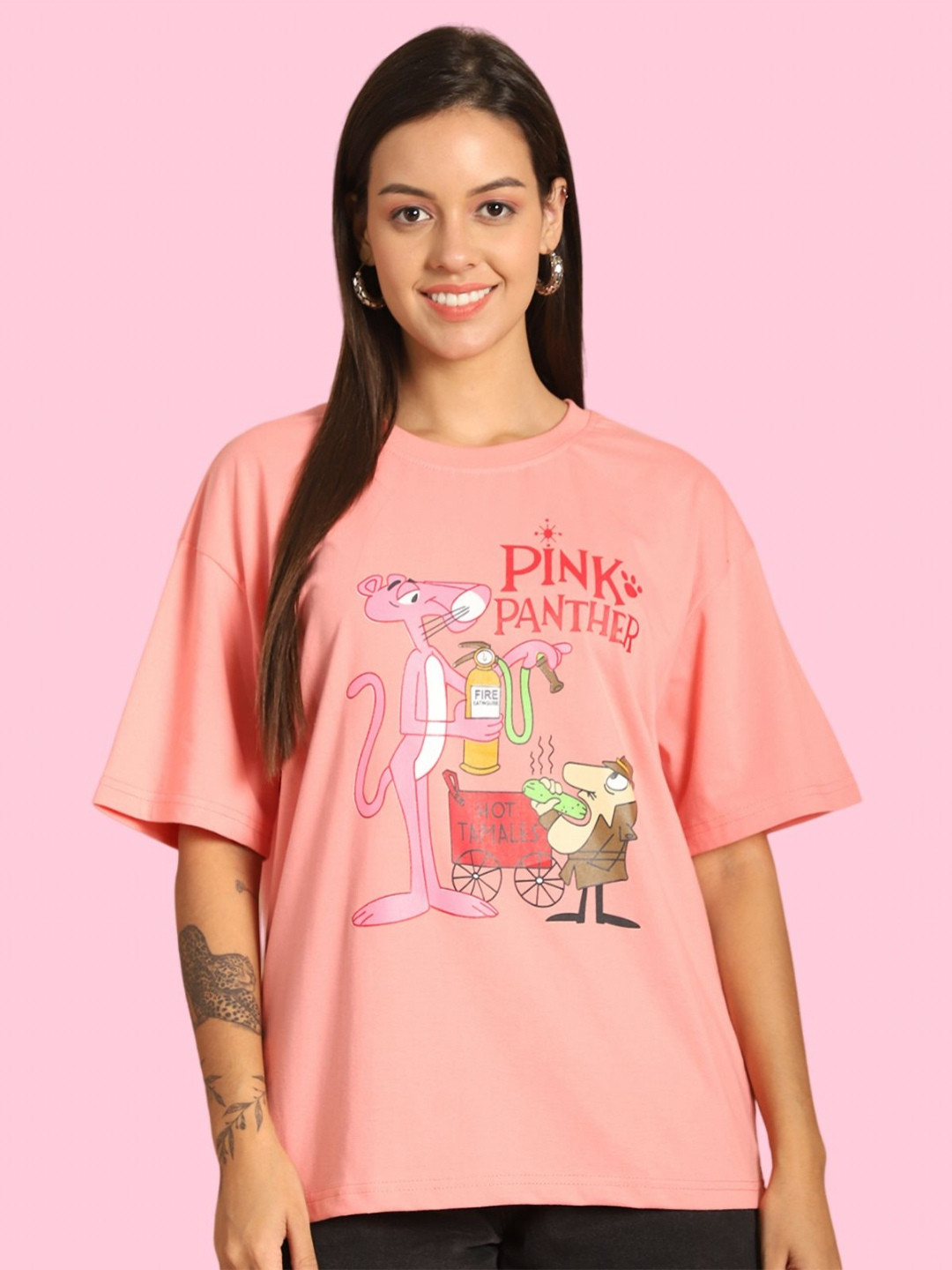 Tromko Women Graphic Printed Round Neck Cotton Oversized T-shirt