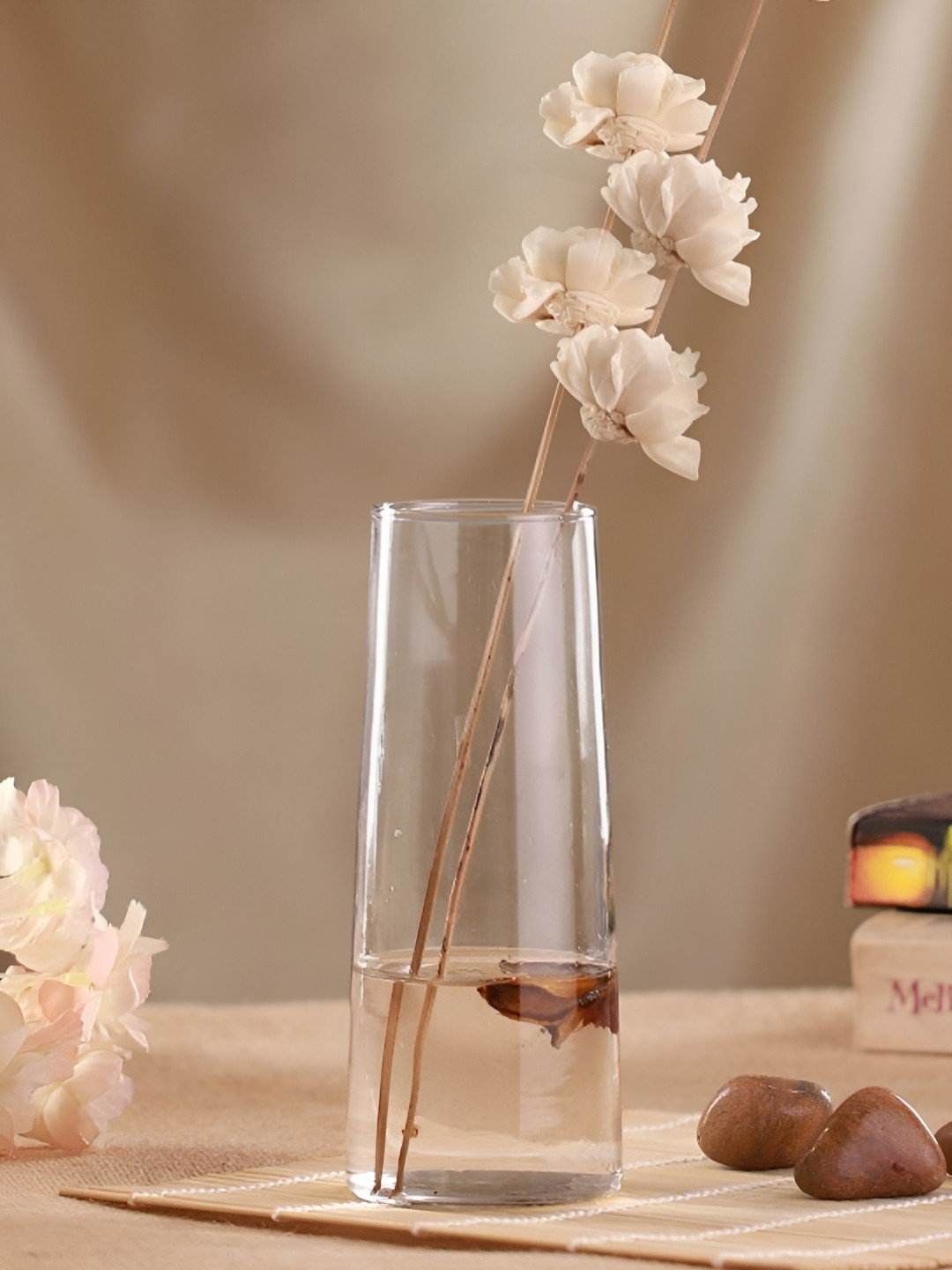 TIED RIBBONS Transparent Decorative Glass Flower Vase