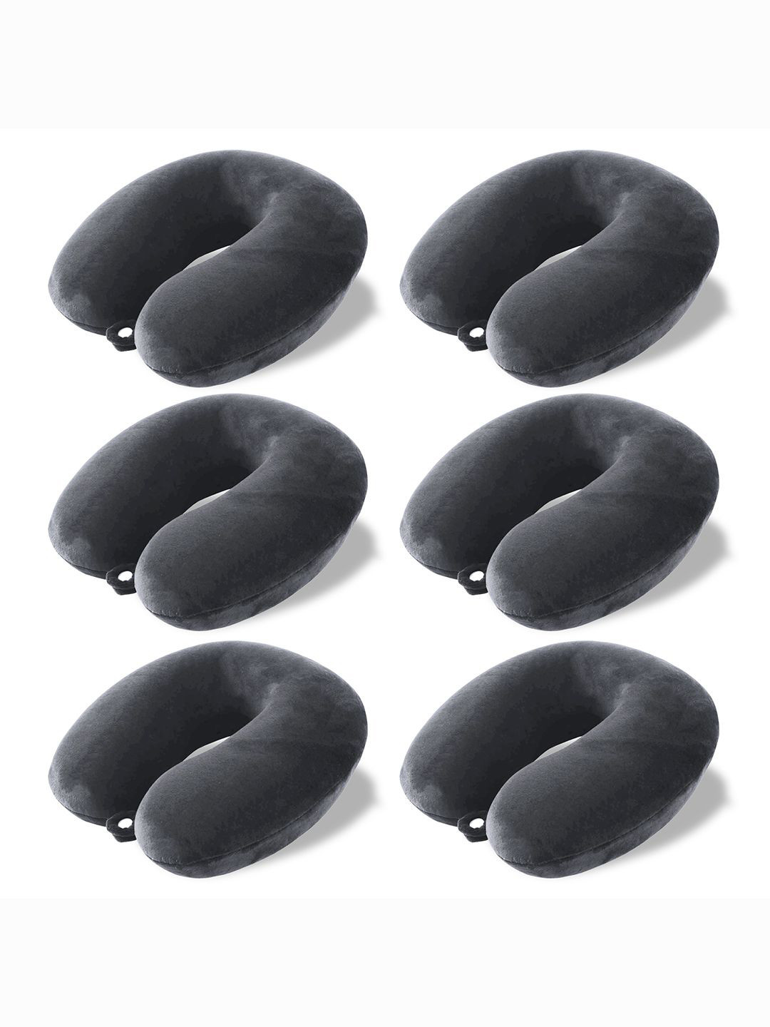 Kuber Industries Grey Solid Cotton Set of 6 Firm Memory Foam Travel Pillow-13 x 24 x 28 cm