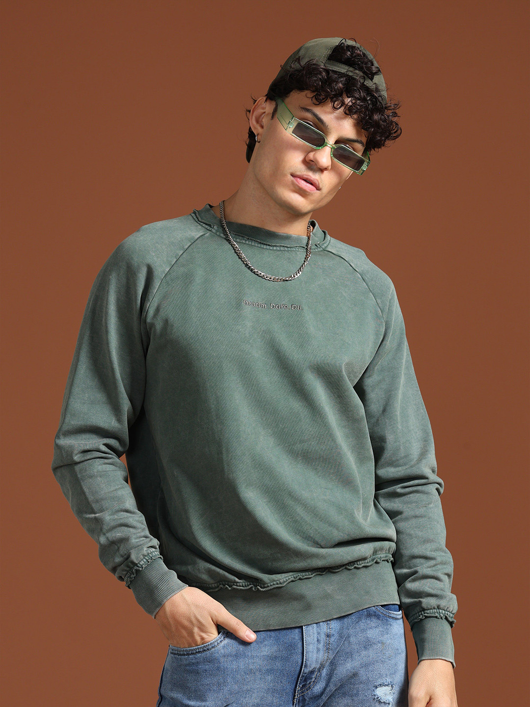 VUDU Men Cotton Typography Printed Pullover Sweatshirt