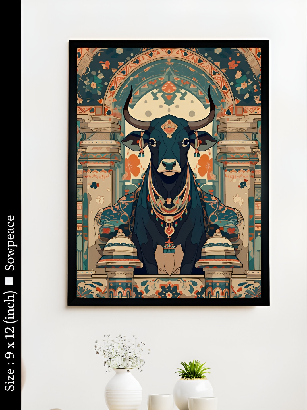 SOWPEACE The Sacred Cow Canvas Wall Rectangle Photographs Wall Art - 12 x 9 In