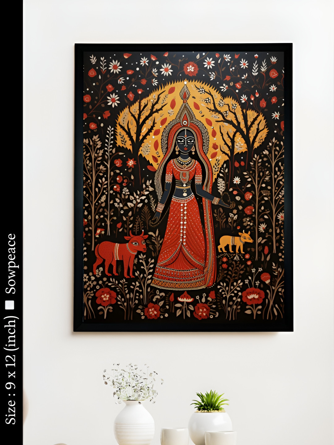 SOWPEACE Mythical Black Orange Woman Canvas Wall Rectangle Paintings Wall Art - 9 x 12 in