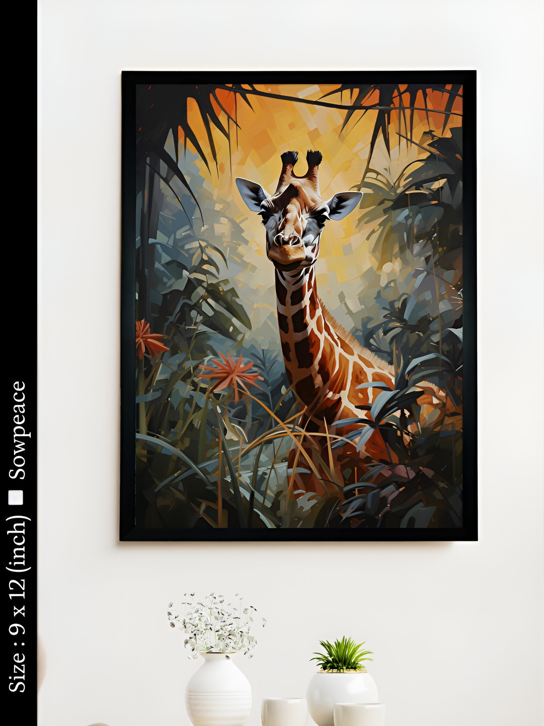 SOWPEACE Find Your Abstract Giraffe Canvas Wall Rectangle Photographs Wall Art