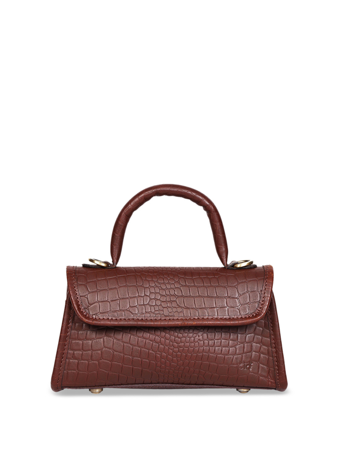 Celtic Women Brown Textured Leather Structured Satchel Detachable Strap