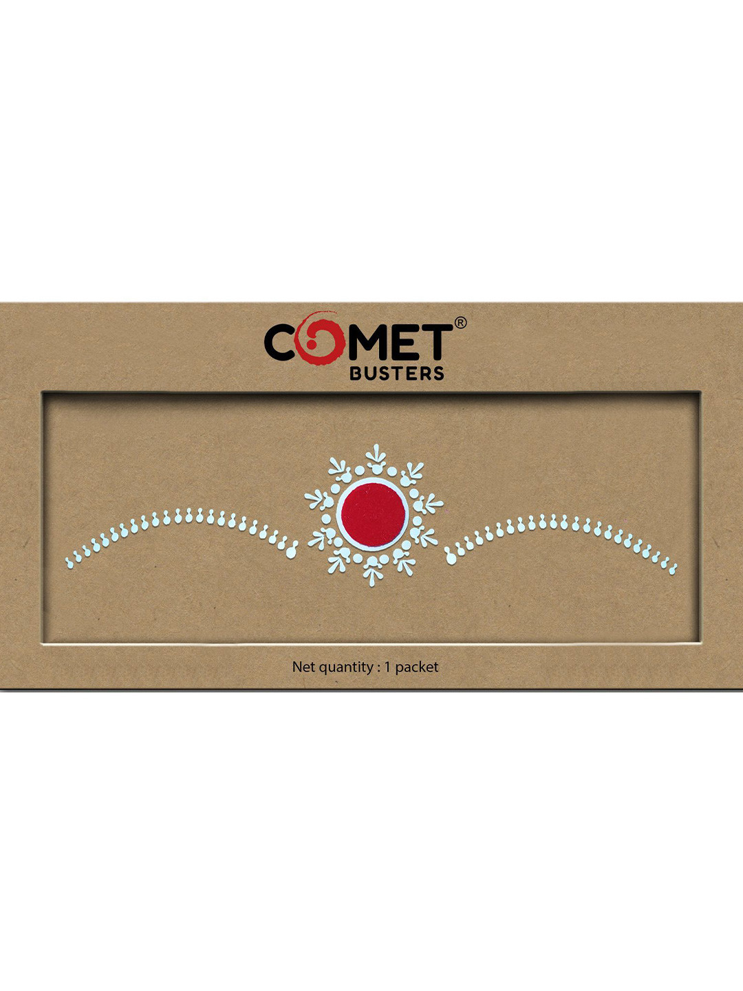 Comet Busters Beautiful Traditional Ethnic Motifs Bindi - White & Red