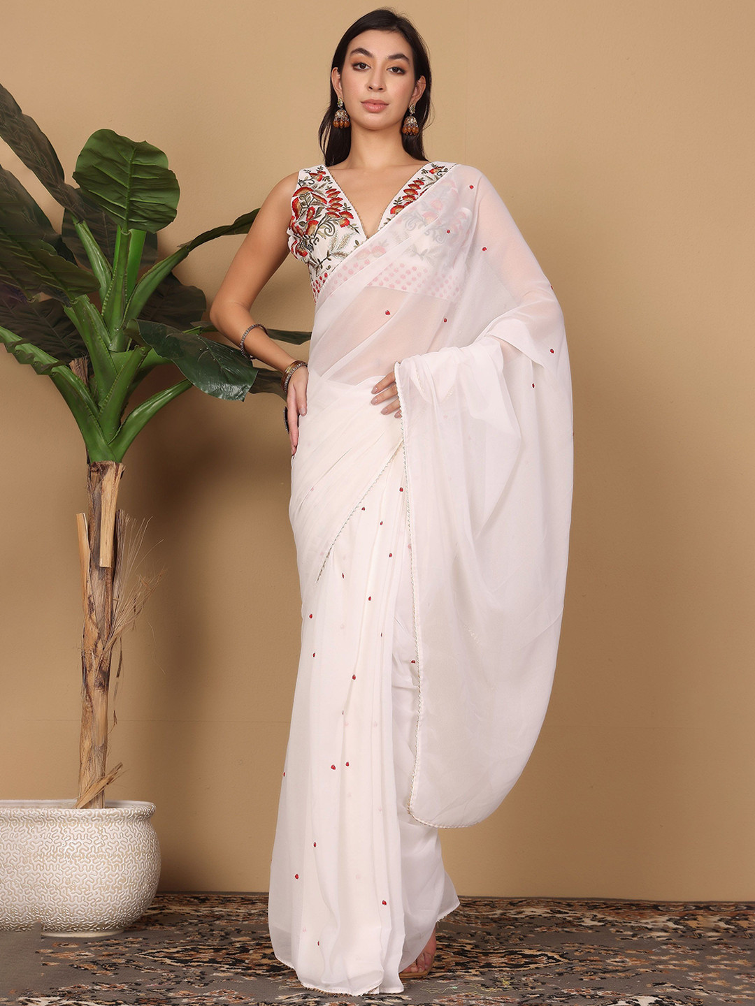 KAANCHIE NANGGIA Embroidered Pure Georgette Saree