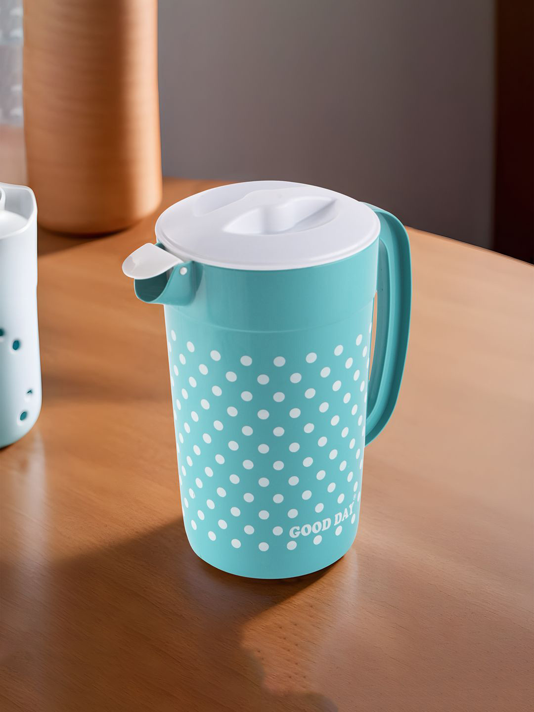 Kuber Industries Green & White Polka Dots Printed Refrigerator Safe Water Jugs-2 L