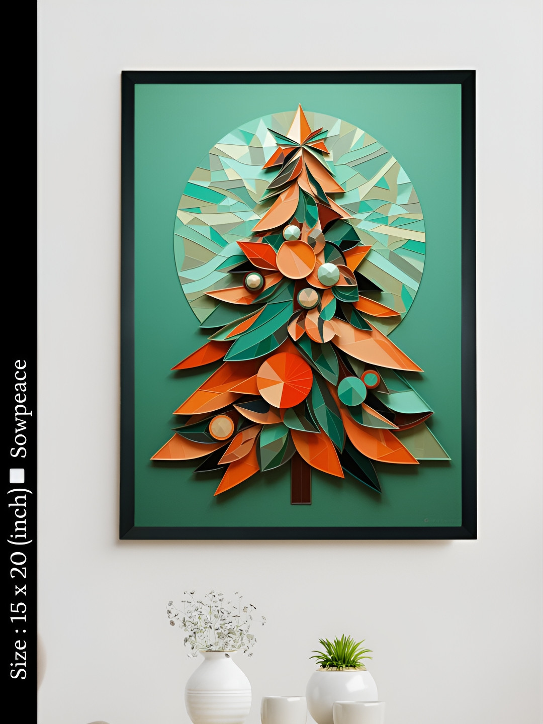 SOWPEACE Christmas Green Canvas Wall Living Room Rectangle Potrait Photographs Wall Art